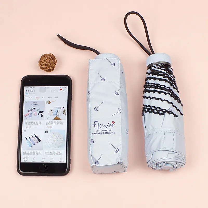 6.Umbrella Rain Women Folding Umbrellas Female Sunny Parasol Lovely Mini Pocket Umbrella Girls Travel Waterproof