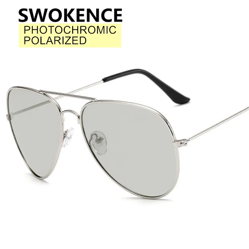

SWOKENCE Photochromic Polarized Sunglasses Women Men Quality Pilot Designer All-weather Driving Optics Fishing Spectacles SC57