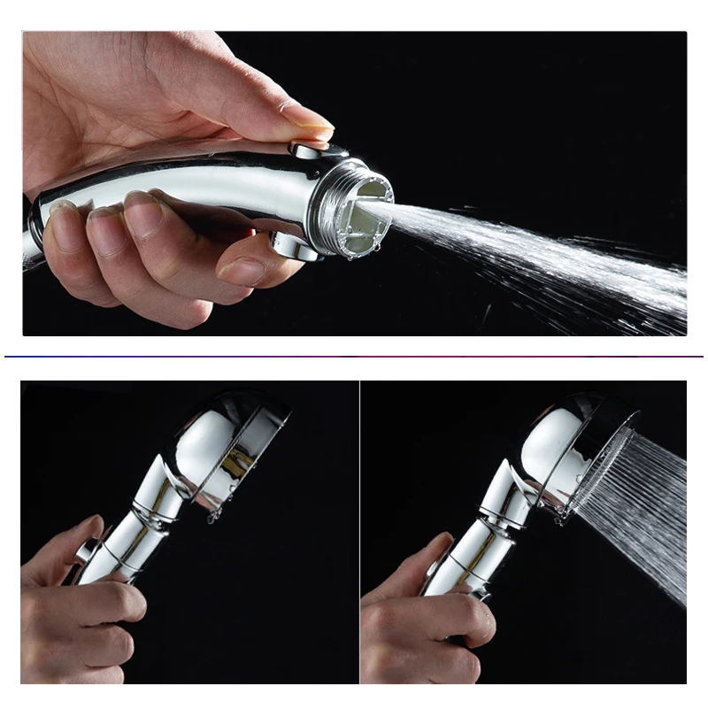 Душевая лейка с 3 режимами давления воды Boost на 360 градусов вращающаяся Регулируемая водосберегающая душевая головка с кнопкой