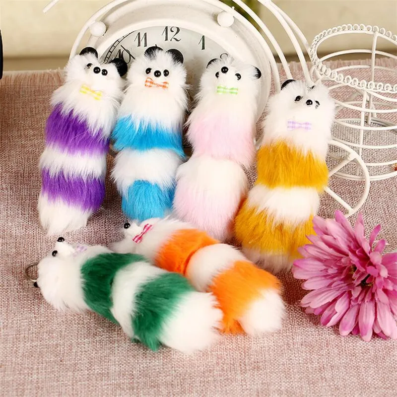 Fluffy Raccoon Fox Fur Key Chain Monster Bag Charm Pullover Backpack