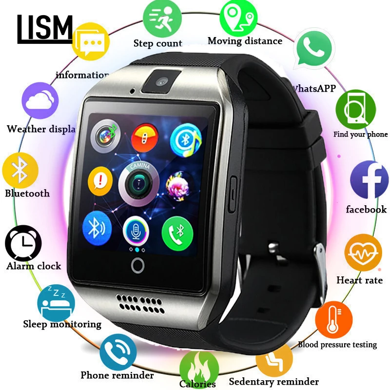 

2019 Fashion Smart Watch with Camera Support SIM 8G SD Card Men Smartwatch for Android Phone Sync SMS Facebook Whatsapp