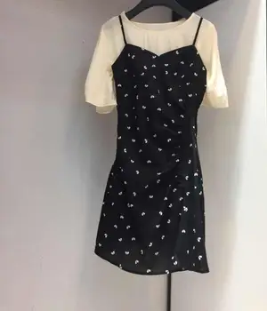 

2020 summer new peach heart two-piece dress