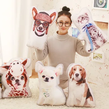 

new style kawaii plush toys 3D dog/cat pillow Children birthday gift cat cloth doll stuffed plush kids baby toys