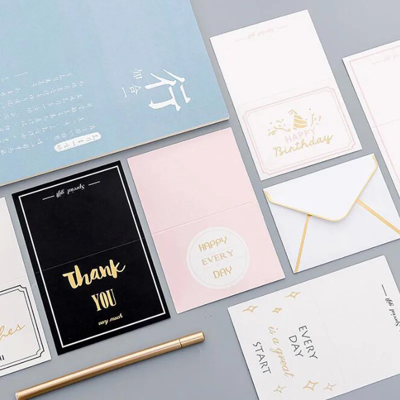 

Envelope Vintage Mini Blessing Greeting Card Cute Creative English Letter Message Thanks Handwritten Small White Card Universal