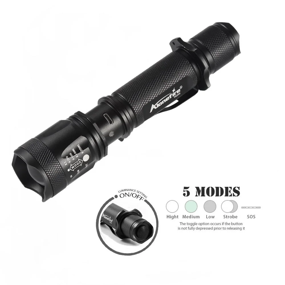 AloneFire TK200 CREE XML L2 светодиодный светильник-вспышка МОЩНЫЙ СВЕТИЛЬНИК-Вспышка водонепроницаемый тактический военный 18650 перезаряжаемый фонарь