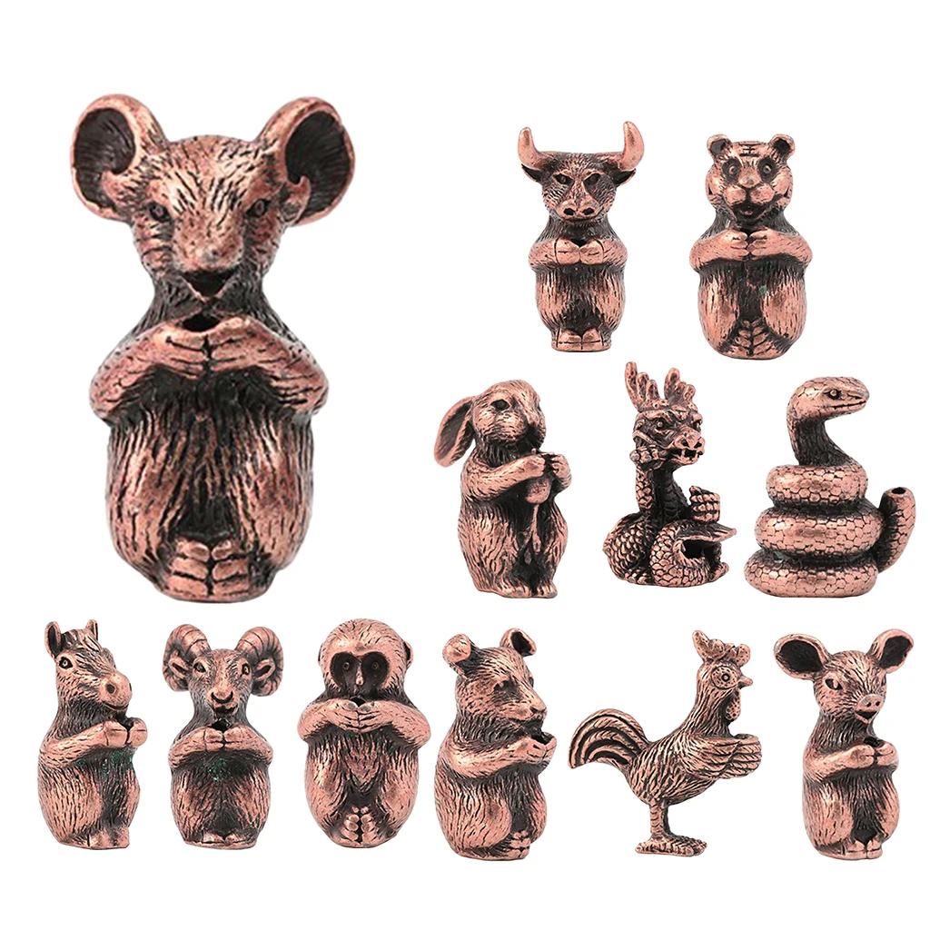 Mini Size Copper Chinese Feng Shui Zodiac Animal LUCKY Fortune Wealth Office Home Decoration Lucky Ornaments
