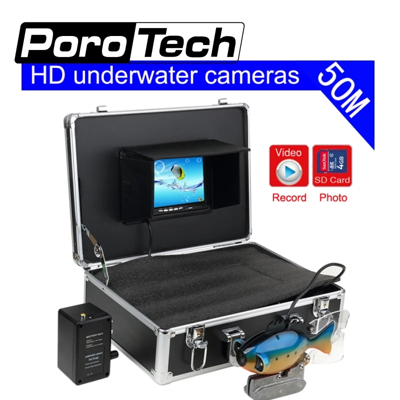 SY801 50m Depth Cable Fish Shape Underwater Fishing Camera 7Inch TFT LCD Monitor DVR Recording