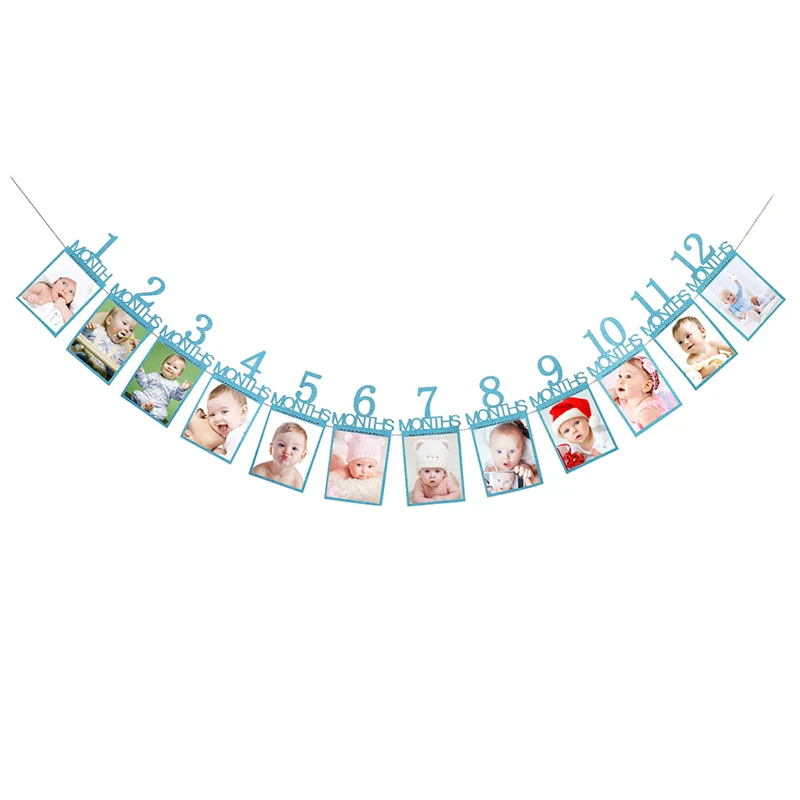 С днем рождения ребенка фото обрамление альбом фото 12 месяцев цифровой Pull флаг 1 года декорации с днем рождения