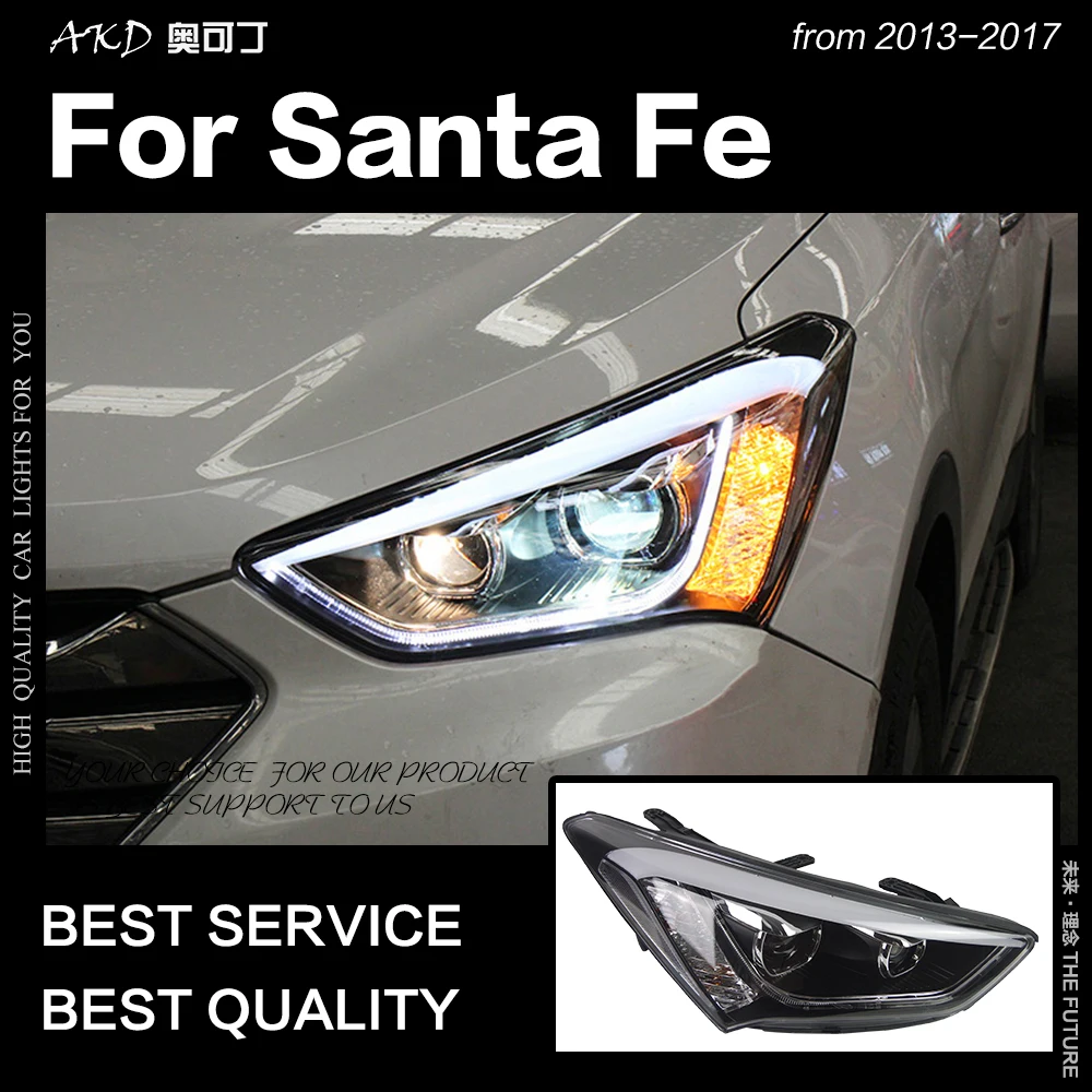  AKD Car Styling Head Lamp for Hyundai IX45 Headlights 2013-2016 New Santa Fe LED Headlight DRL Hid  - 32921415529