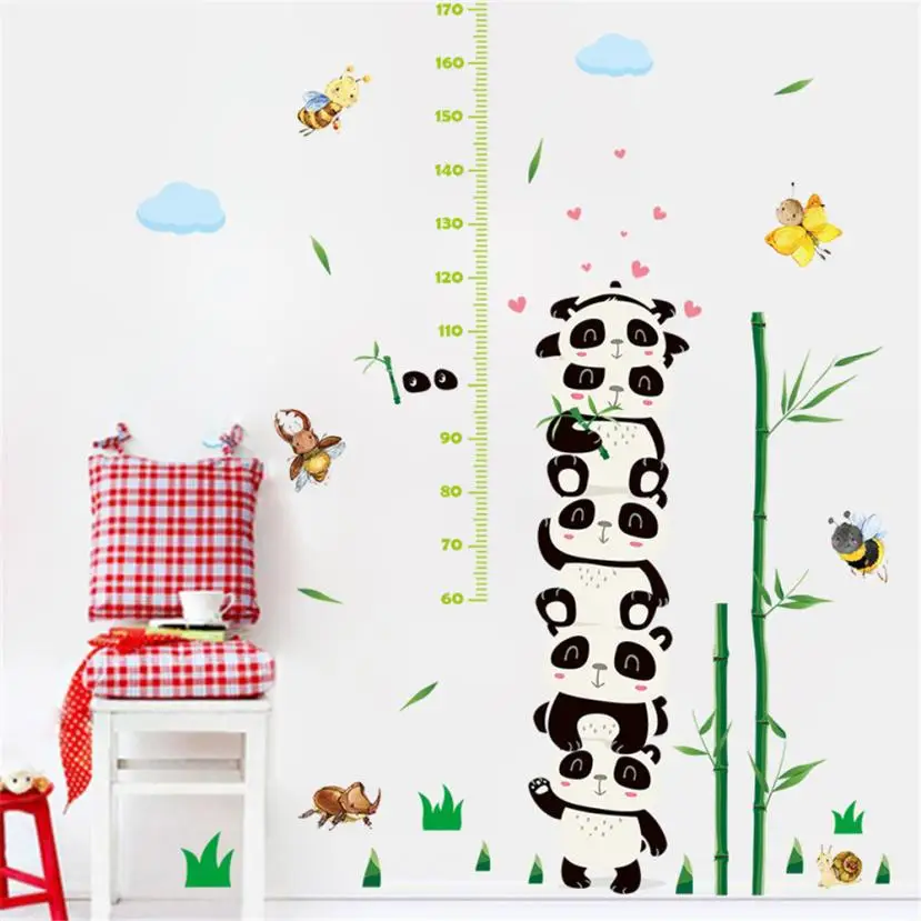 Home Decor DIY Cartoon Panda Removable Wall Decal Home Height Sticker Mural Art Home Decor wall sticker Home Deco mirror AU6