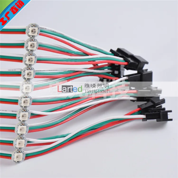 50 шт. Prewired 5050 SK6812 WS2812B WS2812 полноцветный RGB пиксель светодиодный чип и радиатор DC5V 10 см/12 см прозрачный/цветной провод