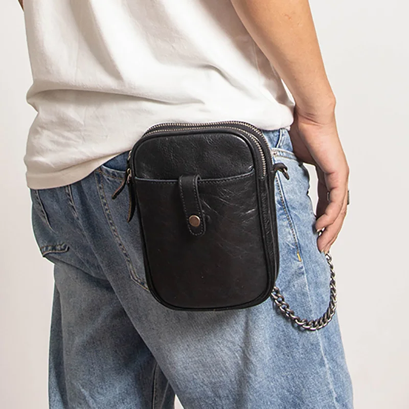 AETOO Men's leather oblique cross bag, leather mini bag, one-shoulder mobile phone bag, small bag