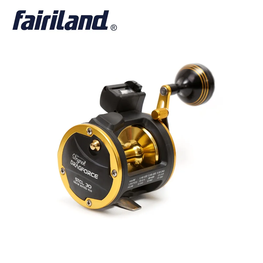 

Fairiland Linecounter Trolling Reel Metal Fishing Reel Coil 4.1:1 Gear Ratio 6BB+1 Left/Right Hand for Sea Fishing Boat Fishing