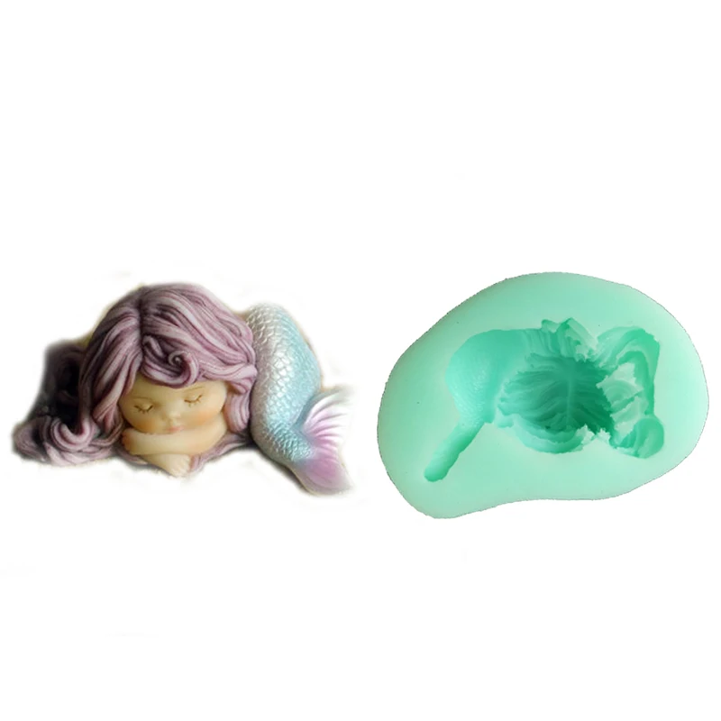 Silicone Mold Food Grade Aroma Stone Moulds Lovely Mermaid Cake Decorated Sleeping Birthday Fairy Princess Girl 001 | Дом и сад