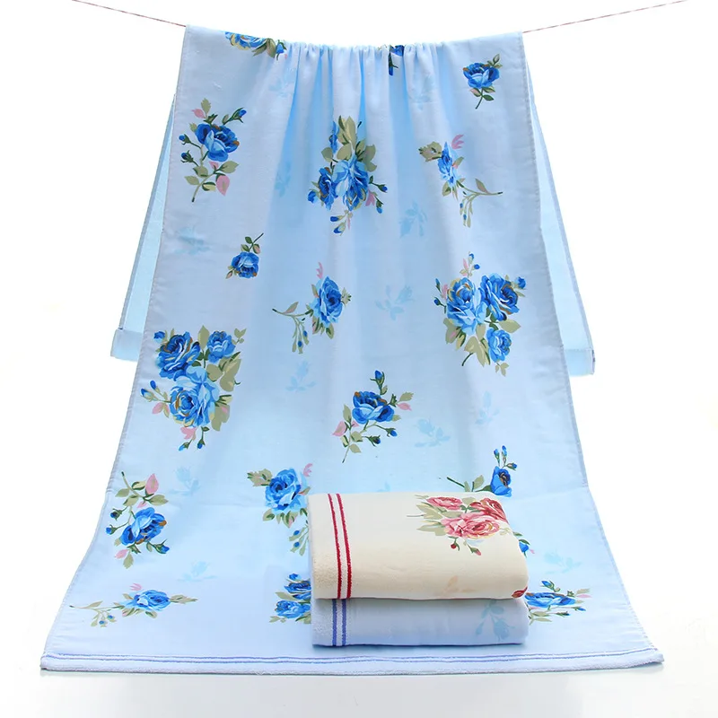 Larcolais Cotton Bath Towel Flower Floral Print Printed Quick Dry Soft ...