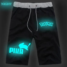 Pokemon светящиеся Повседневные Дышащие штаны Gengar мужские спортивные короткие штаны Пикачу Jogger фитнес до колена брюки тонкие спортивные брюки