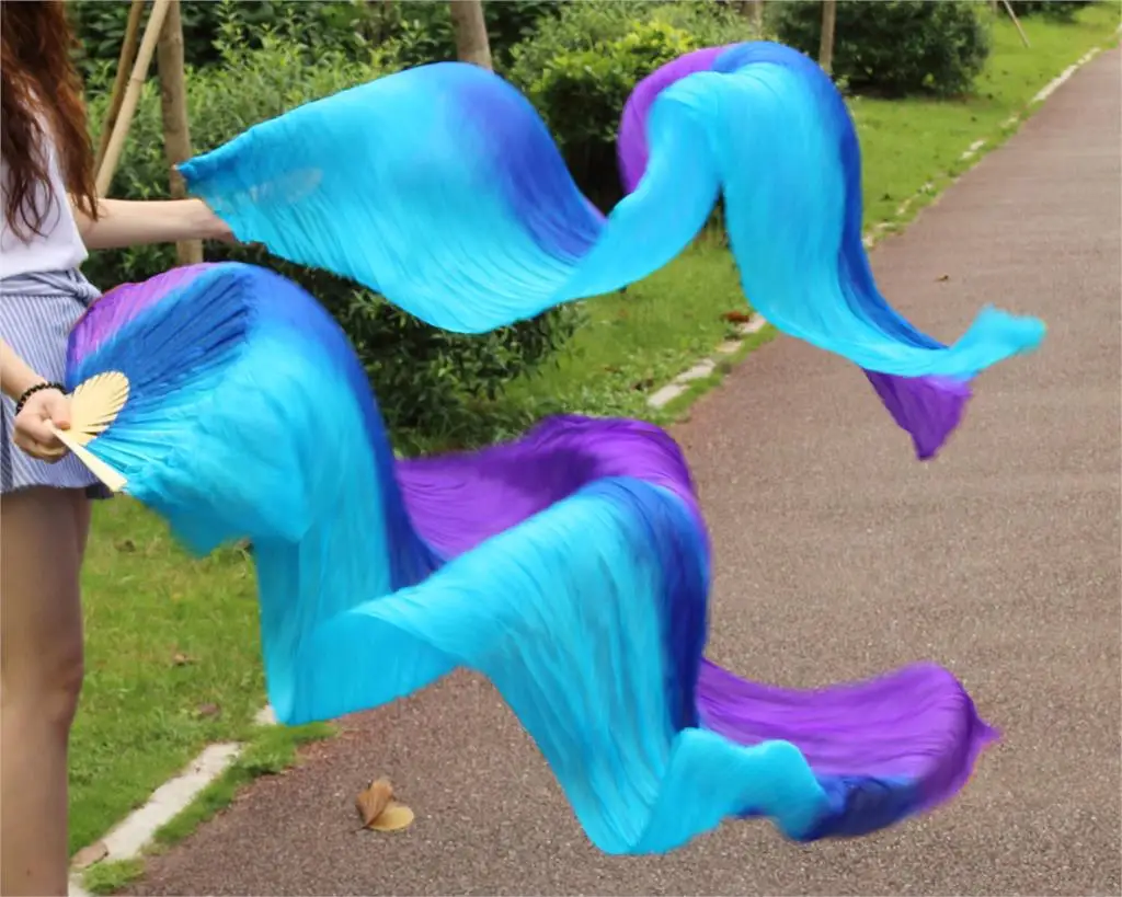 Женская Высококачественная китайская шелковая вуаль для фанатов танцев пара фанатов для танца живота дешевая горячая Распродажа Бирюзовая+ синяя+ фиолетовая