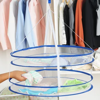

Double Layer Drying Rack Folding Hanging Clothes Laundry Basket Dryer Net Underwear Socks Storage Hanger Dry Rack Mesh