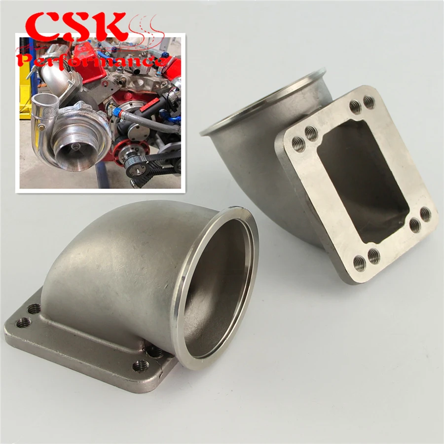 Flange para t3 Pces Vband 90 Graus Fundido Turbo Cotovelo Adaptador t4 Turbocompressor 2 76mm 3.0 6 2 pces 76mm 3.0