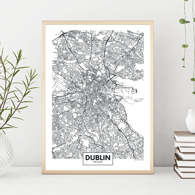 city map Dublin wall print