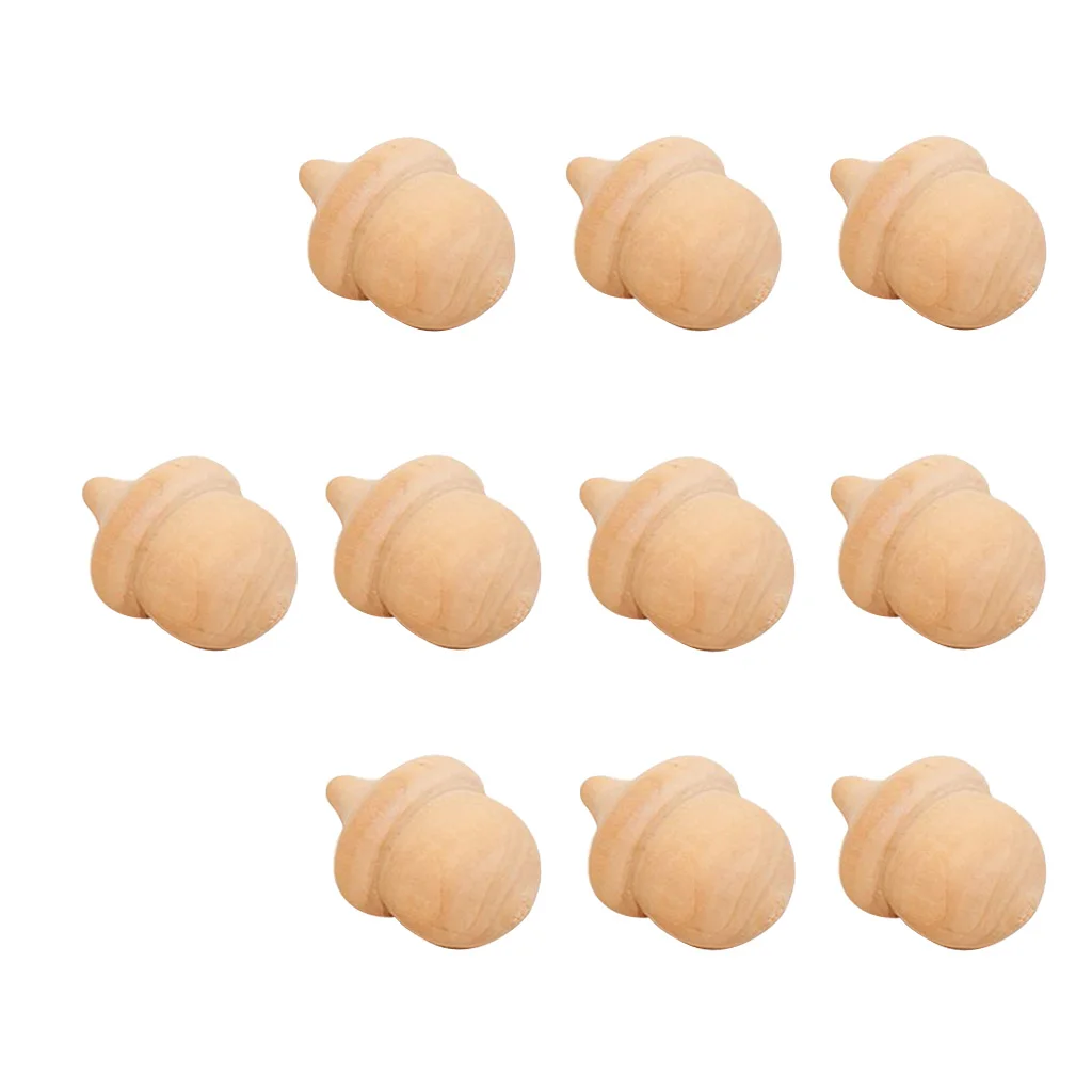 10x Wooden Peg Dolls Acorn Snowman Tree Unfinished Paint Stain DIY Crafts
