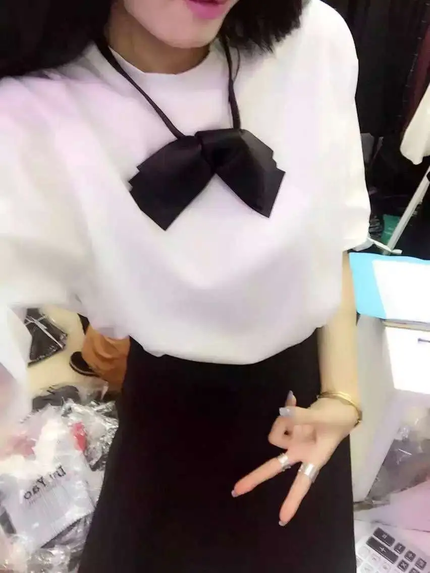 New Leather Bow Knot Necklace Collar Fashion Punk Bow Tie Neckcloth Clothing Accessories For Women collier femme
