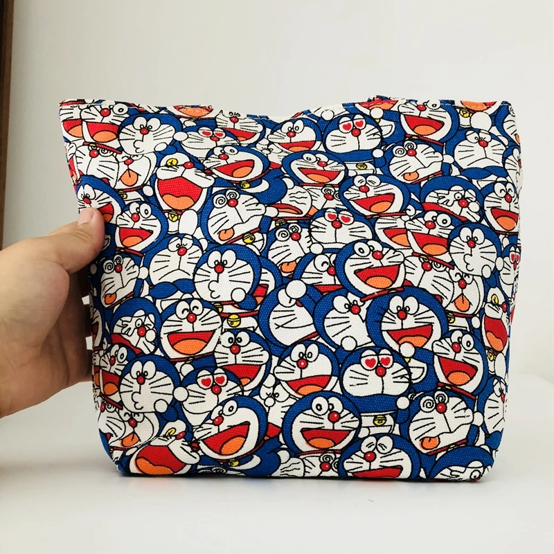 Doraemon сумка для обеда, Мультяшные милые сумки, Холщовая Сумка для пикника, дорожная сумка для хранения, модные сумки для обеда для женщин, девочек, девушек, детей