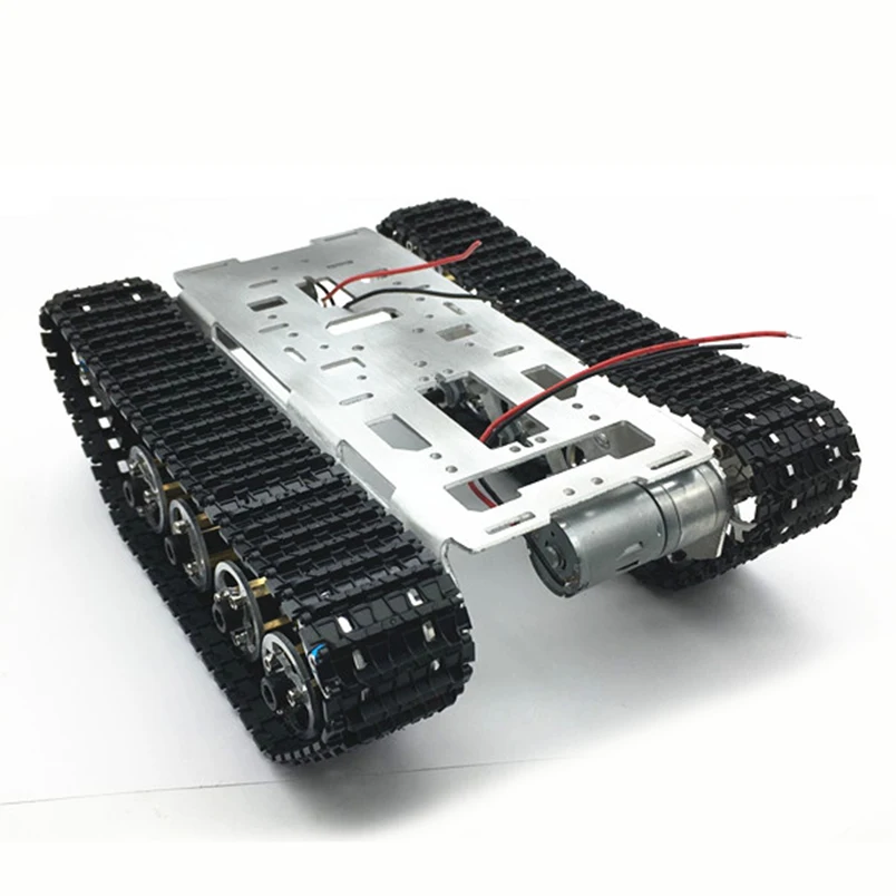 JMT Aluminum Alloy Intelligence Robot Car Chassis Big Tank Chassis with Motors for DIY Remote Control Robot Car Toy