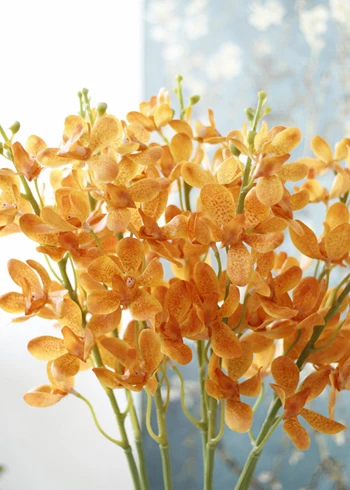 Настоящее прикосновение латекс искусственный cattleya Орхидея цветок ветка стол декоративные свадебные цветы невесты ручной цветочный домашний декор - Цвет: orange