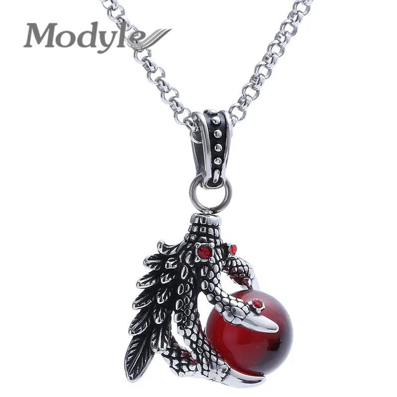 

Modyle Personality Stainless steel pendant necklace Retro talons Alondra black opal pendant Jewelry