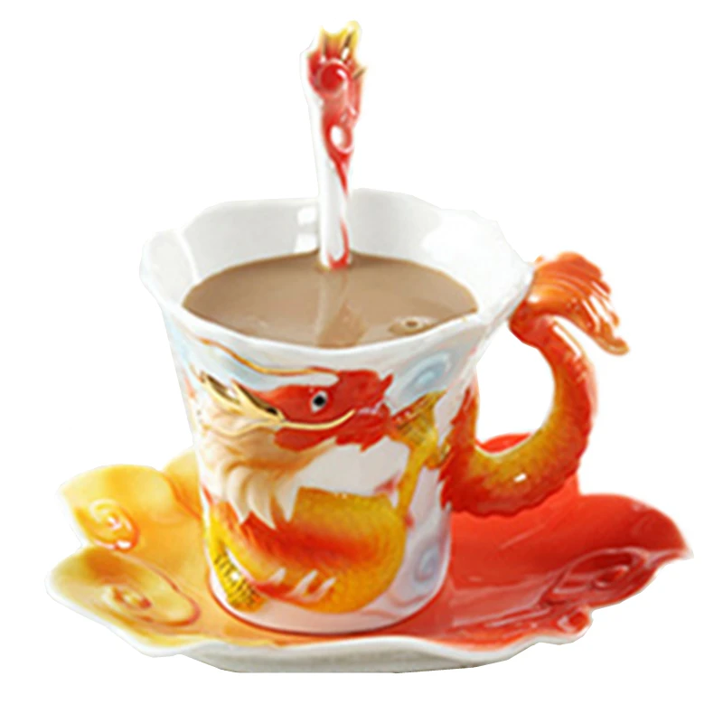 VILEAD, китайский стиль, павлин, керамическая кофейная кружка, элегантная, павлинья, эмалированная фарфоровая кружка с тарелкой, ложкой, чашка для утреннего чая, чашка для воды