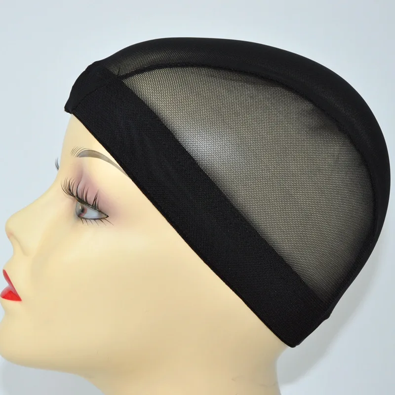 Caps para Fazer Tampas de Malha Lote Spandex Preto Dome Peruca Glueless Respirável Net Elástico Cap Cúpula Livre Obter c Agulha 5 Pçs –