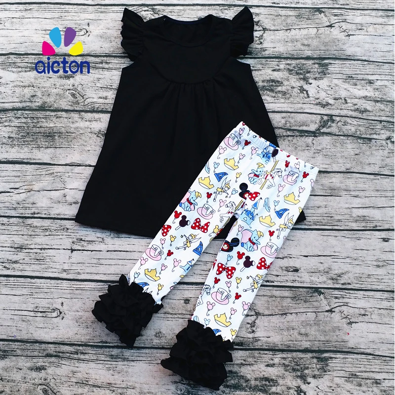 

2017 Fashion kids fall outfits wholesale fall boutique girl clothing set children mickey outfits