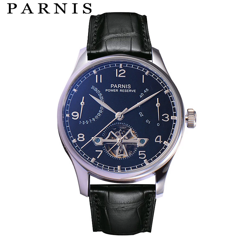

Parnis 43mm Tourbilon Mechanical Watch Power Reserve Mens Automatic Watch Auto Date Fashion Dress Men's Watches
