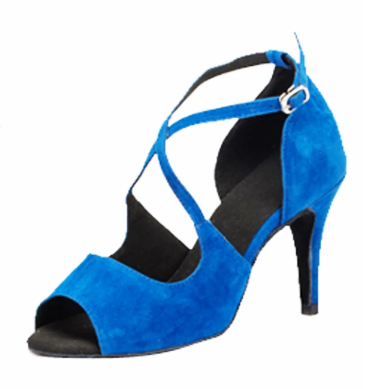 Shengzixue/красные, синие, черные бархатные туфли для латинских танцев на каблуках женские свадебные вечерние танцевальные туфли для сальсы мягкая подошва 8,5 см