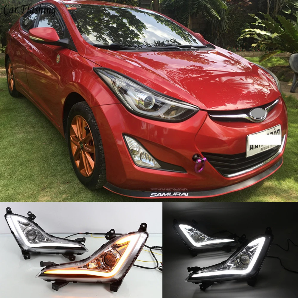

Car Flashing LED DRL Daytime running light daylight driving light fog lamp frame Fog light for Hyundai Elantra Avante 2014 2015