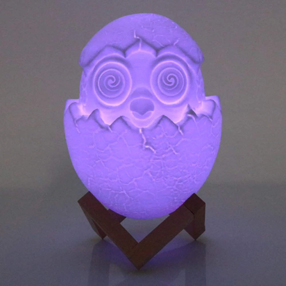 

USB Rechargeable Night Light 3D Print Eggshell Lamp Patted Switch Bedroom Bookcase Led Night Light high 7 color gradient