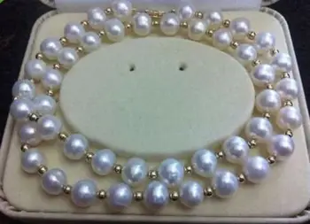 

Leader sales, free shipping ****** real noble AAA + 9-10 MM AKOYA white natural Pearl necklace 18 "