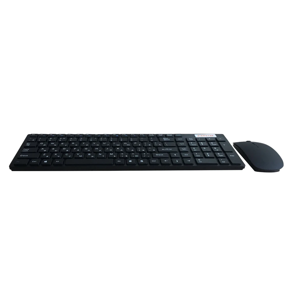 Zienstar carta rusa inglesa 24G teclado inalámbrico ratón combinado con receptor USB para escritori