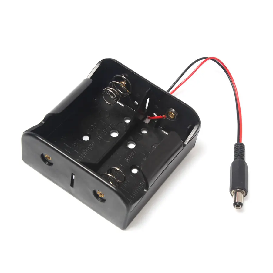 100Pcs/lot Wholesale Plastic 2*D Size Battery Holder 3V Spring Clip Black Battery Series Box
