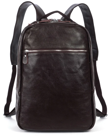 Заводская цена модный простой стиль мужской черный коричневый натуральный кожаный рюкзак дорожная сумка школьная сумка для книг M156 - Цвет: Brown