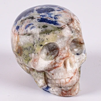

1pcs Stone Carving Skull 2 Inch Natural Sodalite Handmade Skulls Crystal Healing Reiki Home Decor mineral Stone feng shui Craft