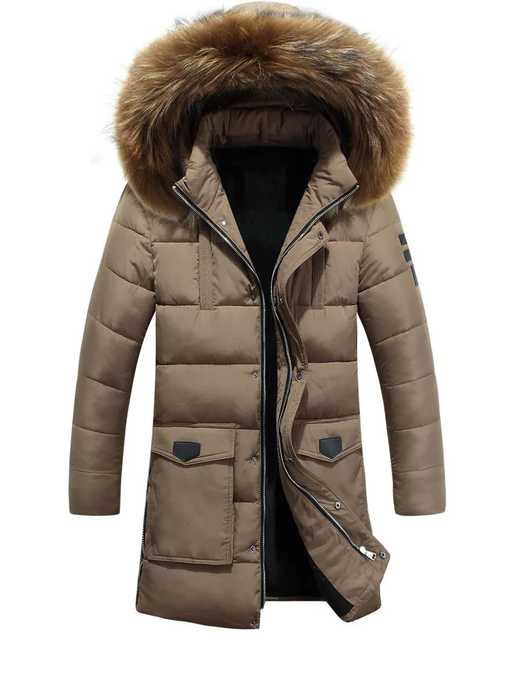 

2018 Winter Parkas Men Cotton Padded Coat Long Thick Warm Casual Winter Jacket Men With Raccoon Dog Fur collar Jackets Men