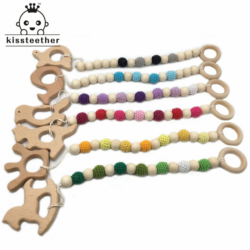 Baby Teething Toy Wooden Rings Animal Teether Ecofriendly Teething