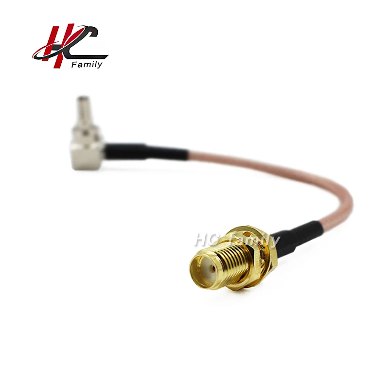 20cm 0.66ft RF Pigtail Cable Adapter SMA female to CRC9 male Right angle sma male to bnc male right angle connector adapter rf pigtail coaxial rg174 jumper cable