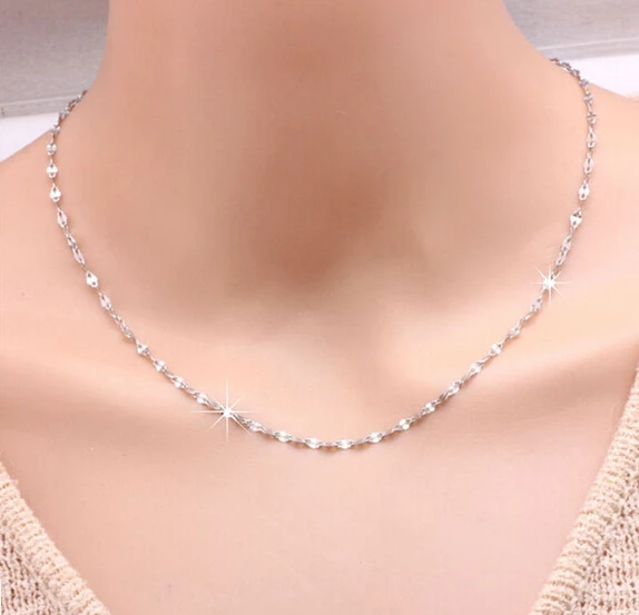 

5pcs Lot in bulk Thin 2.5mm Stainless Steel Trendy Women Chain Necklaces 18''-32'' silver