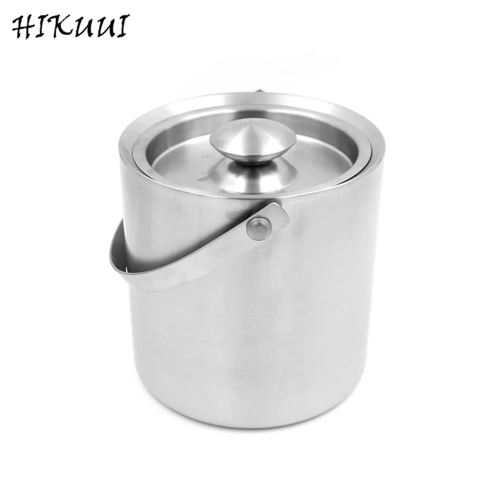 2L Double Layer Stainless Steel Portable Ice Buckets Barware Kitchen Tools Whisky Wine Champagne