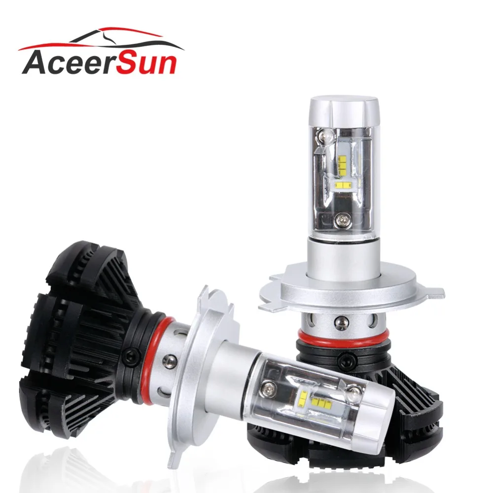 

Aceersun X3 50W Hi-Lo Beam H4 LED Car Headlight Bulb 6000lm Auto Headlamp LED H4 Car Bulbs All-in-One 12V 3000K/6500K/8000K