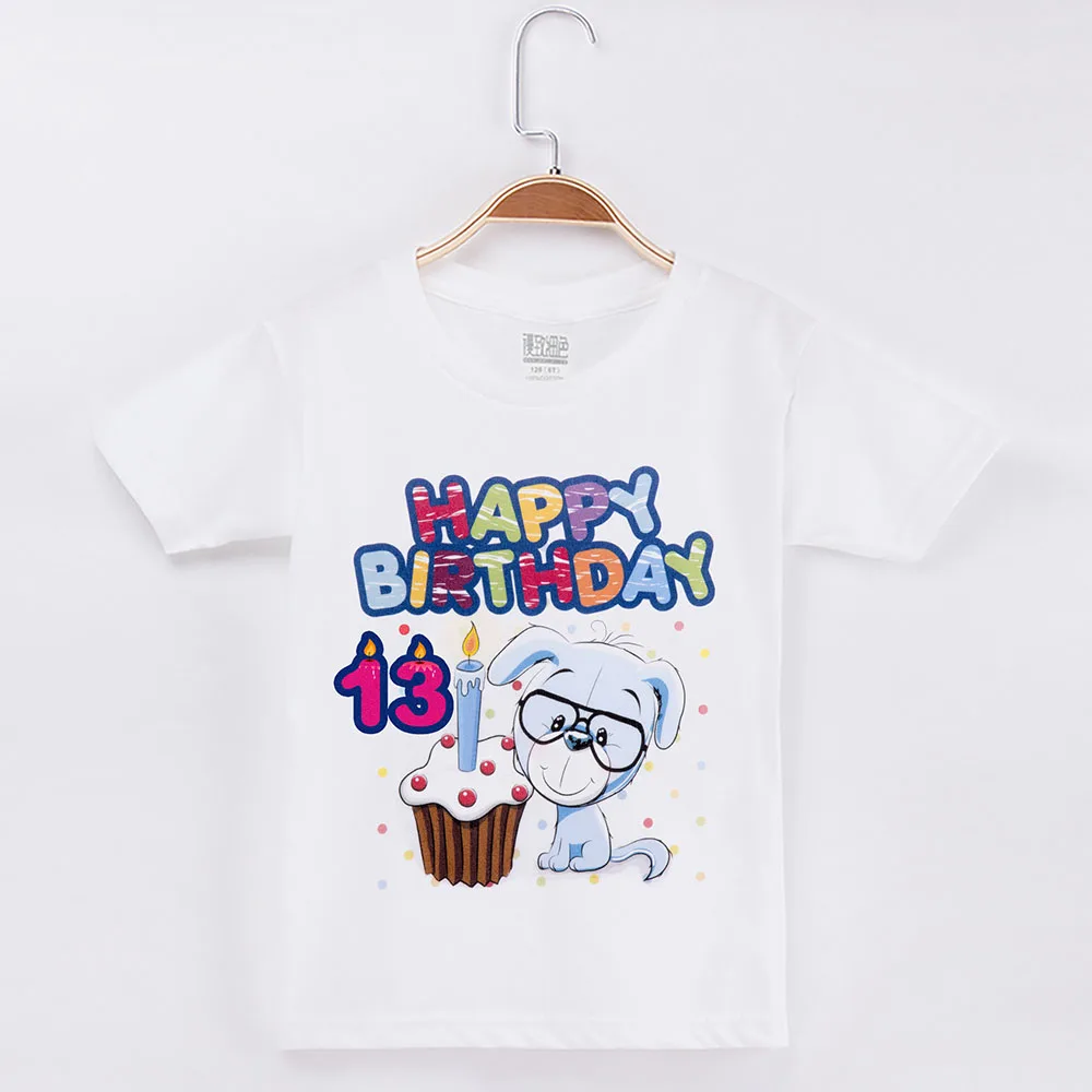 Г. специальный детский костюм футболки для мальчиков хлопковая детская одежда с рисунком собаки на день рождения Одежда для маленьких девочек Футболка - Цвет: White 13Y