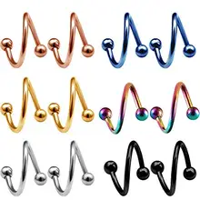 MODRSA 2 шт./лот спиральное s-образное кольцо для носа, спираль, нержавеющая сталь, пирсинг для ушей, пирсинг для губ, ювелирные изделия для тела, пирсинг, Nariz